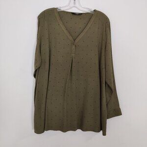 LC Waikiki Maternity Women's Blouse Size 3XL Viscose Olive Black Embroidery Chic